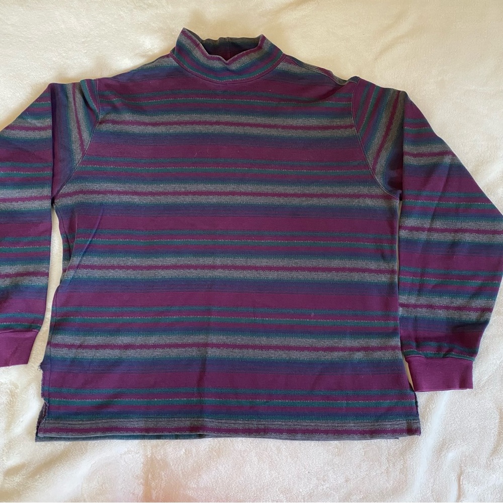 Striped Multicolor Purple Turtleneck